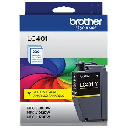 Cartucho de tinta amarillo Brother LC401 rendimiento estándar para impresoras Brother MFC-J1010DW J1012DW J1170DW