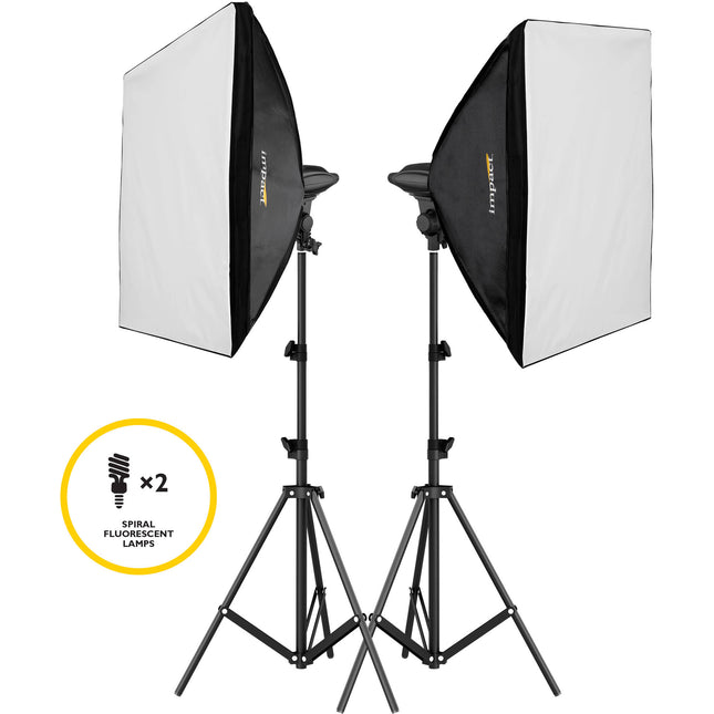 Impact Soft and Natural Kit Iluminación Fluorescente 2 Luces Softbox 20x20 pulgadas