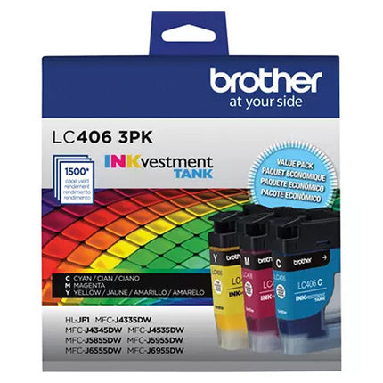 Brother LC406 Juego de Cartuchos de Tinta 4 Colores para Impresoras MFC-J4345DW MFC-J5955DW