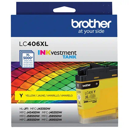 Cartucho de Tinta Amarilla Brother LC406XLYS INKvestment Alta Capacidad para Impresoras Multifunción