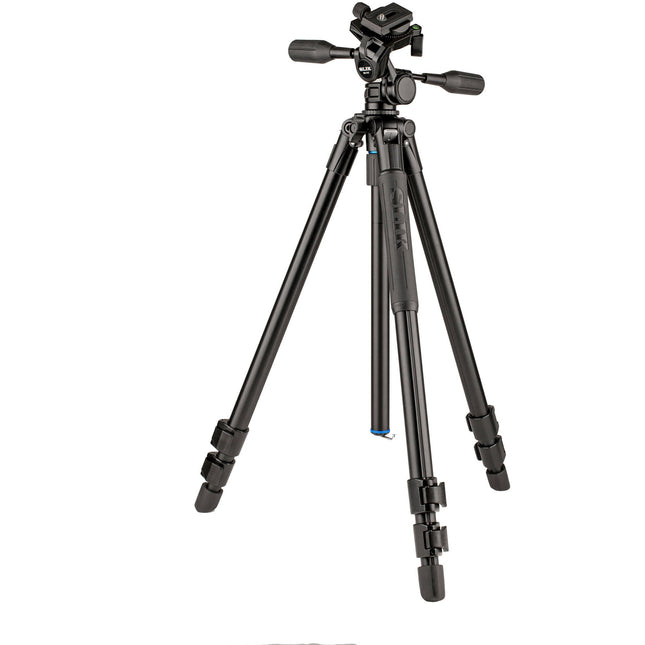 SLIK Pro AL-523-3W Trípode de aluminio 3 secciones altura 79 pulgadas capacidad 13.2 lb con cabezal panorámico 3 vías y estuche deluxe