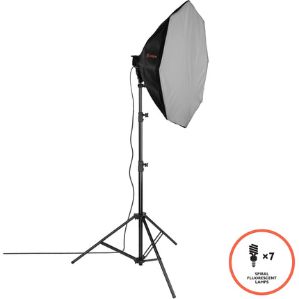 Raya Octa Fluorescente 7 Enchufes Kit Softbox 32 Pulg 5000K