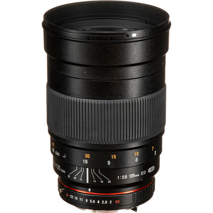 Rokinon 135mm f2.0 ED UMC objetivo Pentax K Full Frame 77mm filtro con capuchas y funda