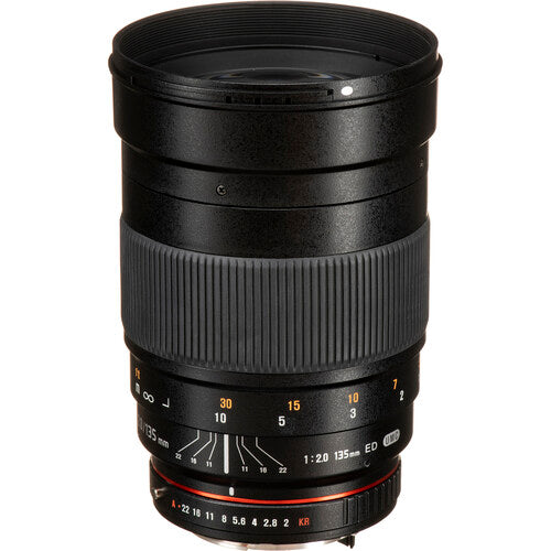 Rokinon 135mm f2.0 ED UMC objetivo Pentax K Full Frame 77mm filtro con capuchas y funda