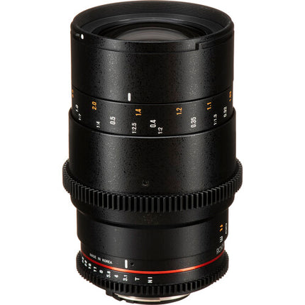 Rokinon 100mm T3.1 Macro Cine DS Lente para Nikon F Montura con Cubierta Completa y Anillo de Apertura