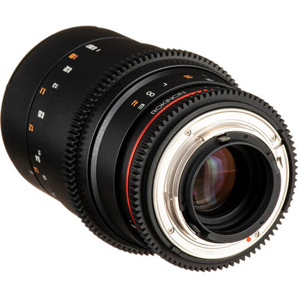Rokinon 100mm T3.1 Macro Cine DS Lente para Nikon F Montura con Cubierta Completa y Anillo de Apertura