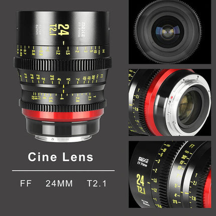 Meike FF Prime Cine 24mm T2.1 Lente para Montura L con Enfoque en Pies y Metros