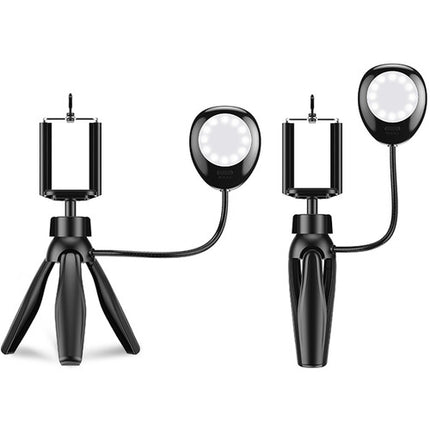 Apexel Mini Trípode de Mesa con Luz LED 12 LEDs y Soporte para Móvil