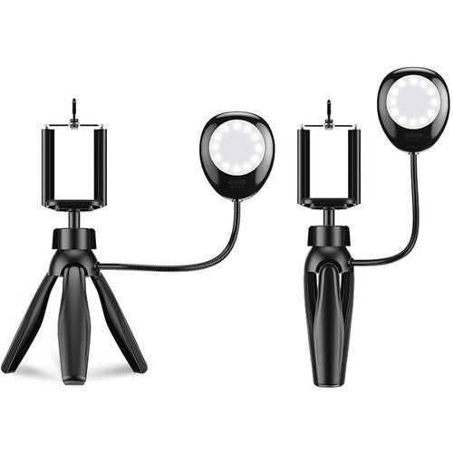 Apexel Mini Trípode de Mesa con Luz LED 12 LEDs y Soporte para Móvil