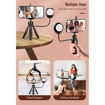 Apexel Mini Trípode de Mesa con Luz LED 12 LEDs y Soporte para Móvil