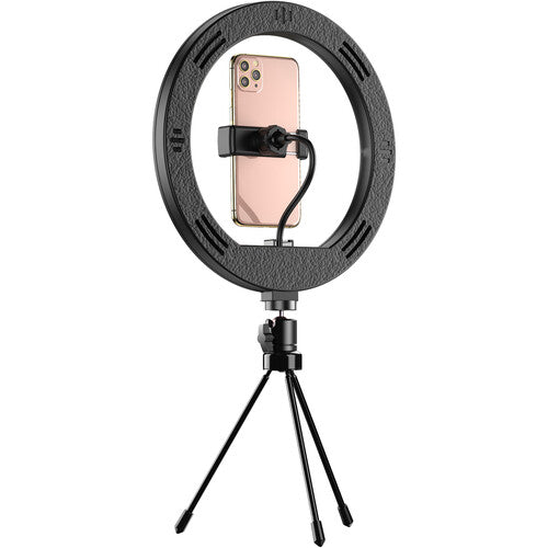 Apexel 10" Luz LED Circular Ajustable con Trípode de Mesa y Soporte para Smartphone
