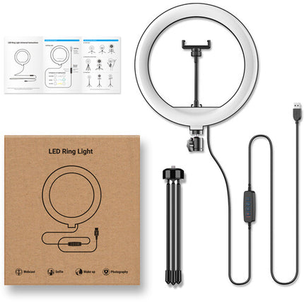 Apexel 10" Luz LED Circular Ajustable con Trípode de Mesa y Soporte para Smartphone