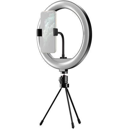 Apexel 10" Luz LED Circular Ajustable con Trípode de Mesa y Soporte para Smartphone