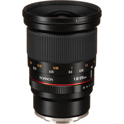 Rokinon 20mm f/1.8 ED AS UMC Objetivo Sony E Montura Full Frame f/1.8 a f/22