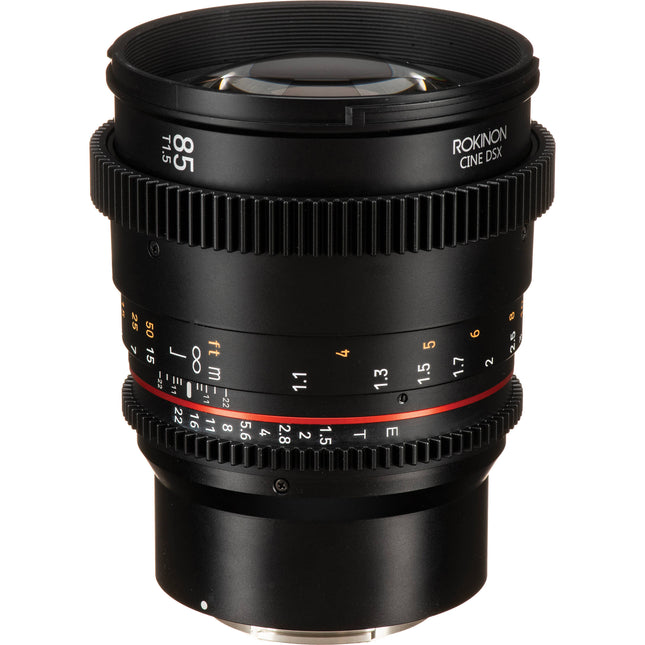 Rokinon 85mm T1.5 Lente Cine Full Frame con Montura E y Parasol