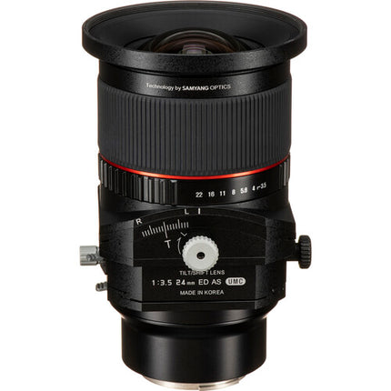 Rokinon T-S 24mm f3.5 Lente Tilt-Shift Sony E con Apertura f3.5 a f22 y Desplazamiento 12mm