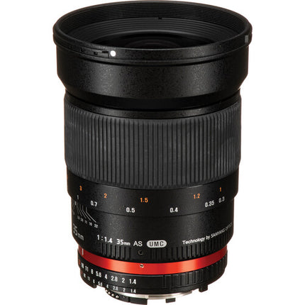 Rokinon 35mm f/1.4 AS UMC objetivo para Nikon F apertura f/1.4-22 y 52.5mm