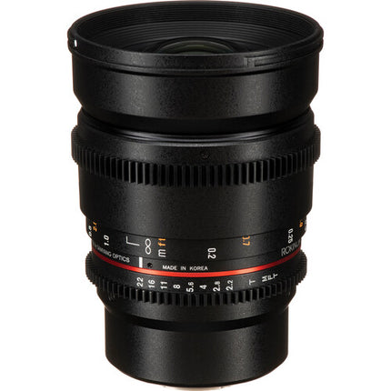 Rokinon 16mm T2.2 Cine DS Lente para Montura Micro Cuatro Tercios con Filtro 77mm y Parasol Extraíble