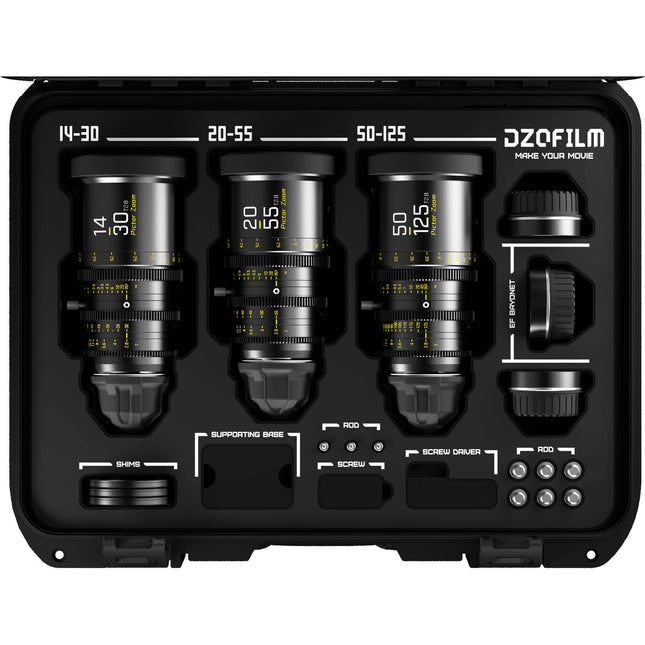 DZOFilm Pictor T2.8 Super35 Kit de 3 Zooms Parfocal 14-125mm con Estuche