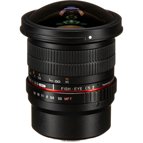 Rokinon 8mm f/3.5 Lente Ojo de Pez para Montura Micro Cuatro Tercios 139° Ángulo