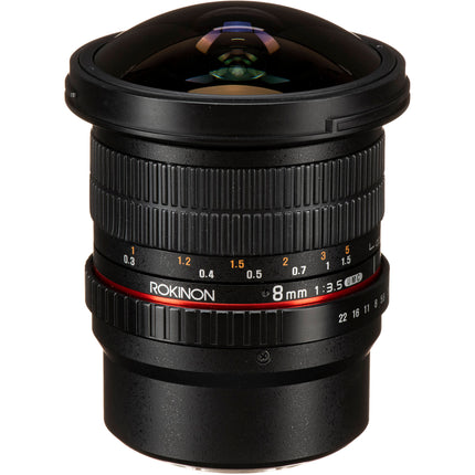 Rokinon 8mm f/3.5 Lente Ojo de Pez para Montura Micro Cuatro Tercios 139° Ángulo