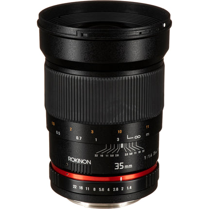 Rokinon 35mm f/1.4 AS UMC objetivo para Canon EF apertura f/1.4 y f/22