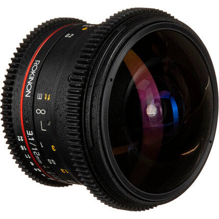 Rokinon 12mm T3.1 Lente Fisheye Cine para Nikon F Montura 180º Vista Hood Removible