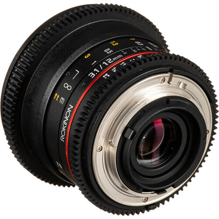 Rokinon 12mm T3.1 Lente Fisheye Cine para Nikon F Montura 180º Vista Hood Removible