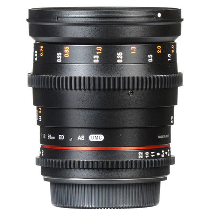 Rokinon 20mm T1.9 Objetivo Cine para Sony E ángulo 94.8° y cobertura Full-Frame