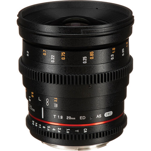 Rokinon 20mm T1.9 Cine DS Lente para Canon EF Ángulo 94.8° HDR