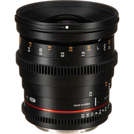 Rokinon 20mm T1.9 Cine DS Lente para Canon EF Ángulo 94.8° HDR