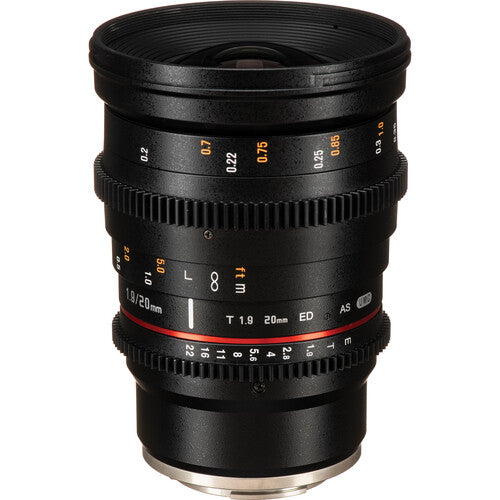 Rokinon 20mm T1.9 Objetivo Cine para Sony E ángulo 94.8° y cobertura Full-Frame