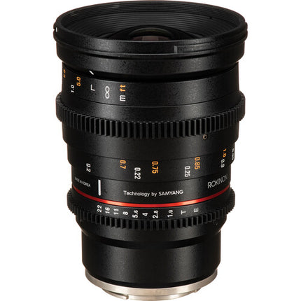 Rokinon 20mm T1.9 Objetivo Cine para Sony E ángulo 94.8° y cobertura Full-Frame