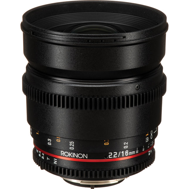 Rokinon 16mm T2.2 Objetivo Cine DS para Nikon F Montura APS-C y 77mm filtro