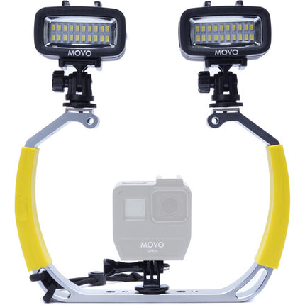 Movo Photo XL Rig de Buceo Subacuático con 2 Luces LED Recargables 700 Lúmenes para GoPro