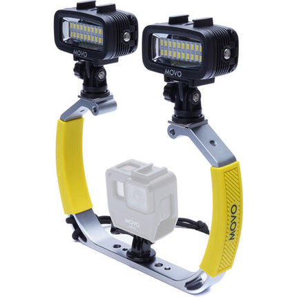 Movo Photo XL Rig de Buceo Subacuático con 2 Luces LED Recargables 700 Lúmenes para GoPro