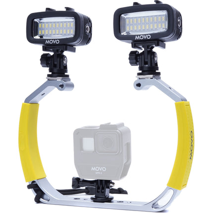 Movo Photo XL Rig de Buceo Subacuático con 2 Luces LED Recargables 700 Lúmenes para GoPro