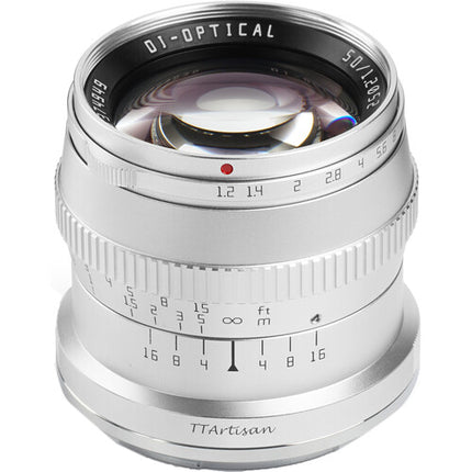 Objetivo TTArtisan 50mm f1.2 para Sony E Montura APS-C 75mm Plata