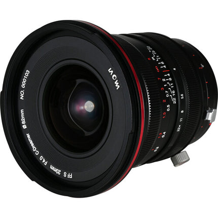Venus Optics Laowa 20mm f4 Zero-D objetivo Shift para Canon EF con apertura f4 a f22 y desplazamiento ±11mm