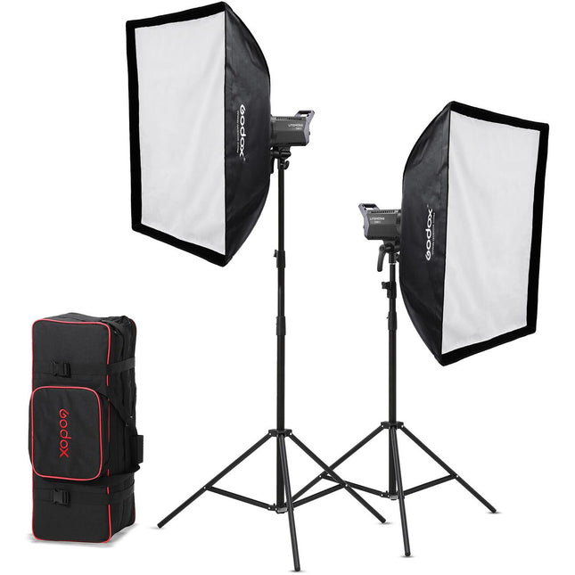 Godox Litemons LA200D Kit de Iluminación LED Luz Día 5600K 2 Softboxes 60x90cm 2 Trípodes 2m Bluetooth