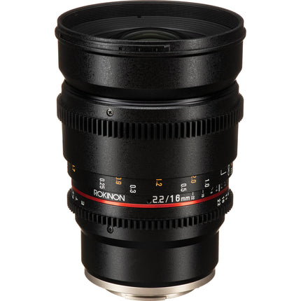 Rokinon 16mm T2.2 Cine DS Lente para Sony E Montura APS-C 77mm Filtro y Capuchones