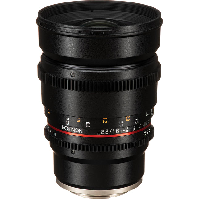Rokinon 16mm T2.2 Cine DS Lente para Sony E Montura APS-C 77mm Filtro y Capuchones