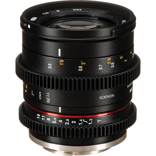 Rokinon 50mm T1.3 Objetivo Cine Compacto para Sony E 31.7° ángulo de visión con parasol y filtros 62mm