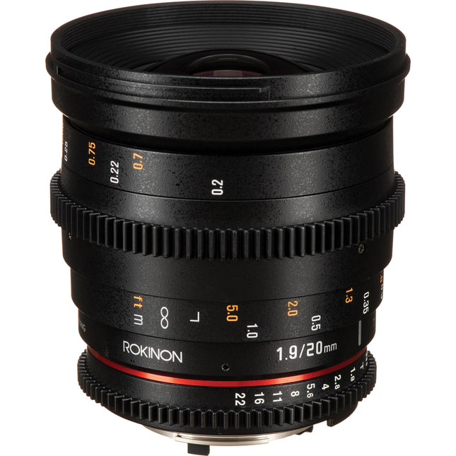 Rokinon 20mm T1.9 Lente Cine para Nikon F Ángulo 94.8° y Filtro 77mm