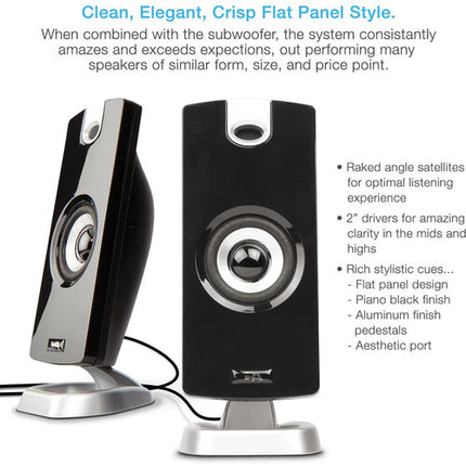 Cyber Acoustics CA-3090 Sistema de altavoces satélite y subwoofer con control de volumen y cable 3.5 mm