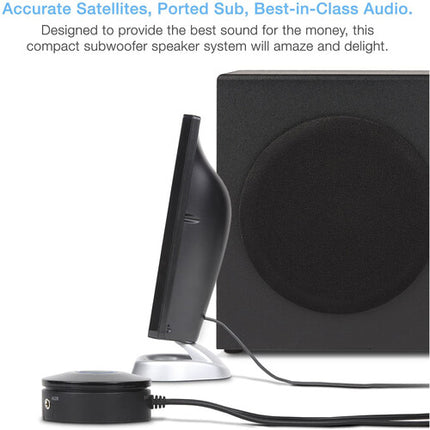 Cyber Acoustics CA-3090 Sistema de altavoces satélite y subwoofer con control de volumen y cable 3.5 mm