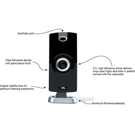 Cyber Acoustics CA-3090 Sistema de altavoces satélite y subwoofer con control de volumen y cable 3.5 mm