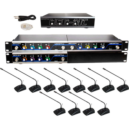 VocoPro USB-CONFERENCE-12 Micrófono inalámbrico para 12 personas con interfaz USB y mezclador interno
