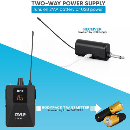 Pyle Pro PDWMU211 Sistema de Micrófono Inalámbrico UHF 2 Canales Alcance 49 m y USB