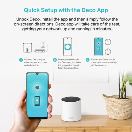 TP-Link Deco X55 Sistema Wi-Fi Mesh AX3000 Doble Banda 4500 pies² 3 Puertos Gigabit 2-Pack